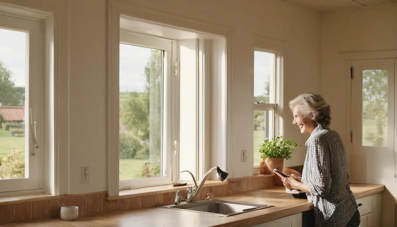 A homeowner noting pest signs near a kitchen window